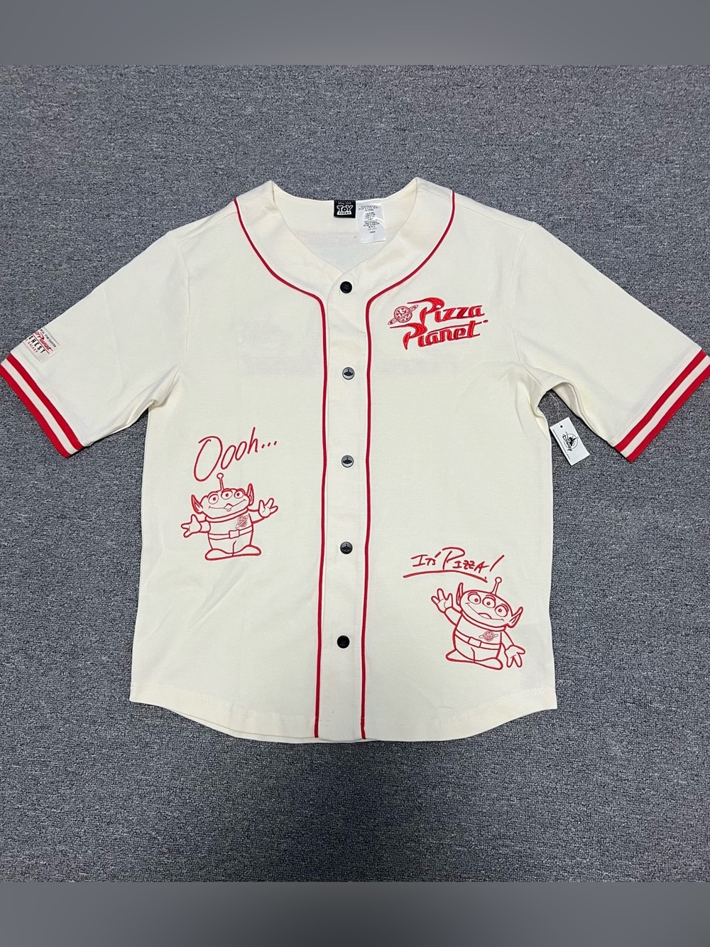 Pixar Toy Story Pizza Planet Baseball Jersey Adult Unisex S